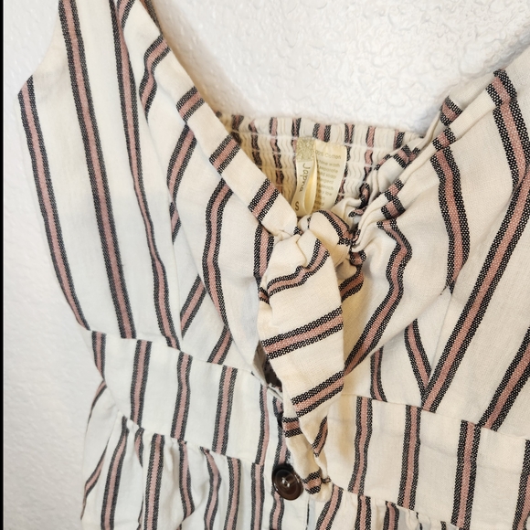 Japna S Cream W/Red Striped Cutout & Tie Front Maxi Dress Summer Dress - Picture 9 of 13